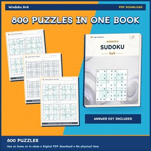 Windoku Sudoku 9x9: 800 Printable Puzzles with Answers 画像 9