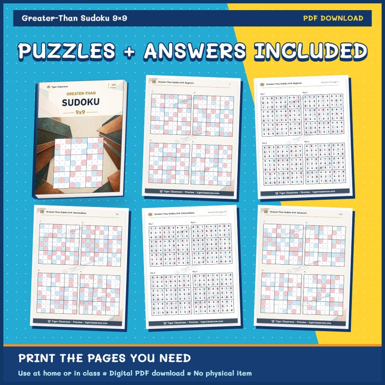 Greater-Than Sudoku 9x9: 800 Printable Puzzles with Answers image 11
