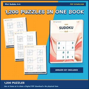 Mini Sudoku 4x4: 1,200 Printable Puzzles with Answers image 9