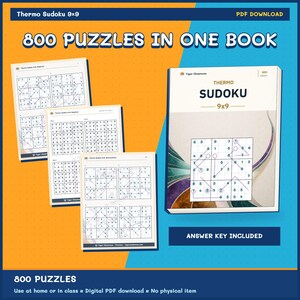 Thermo Sudoku 9x9: 800 Printable Puzzles with Answers image 9