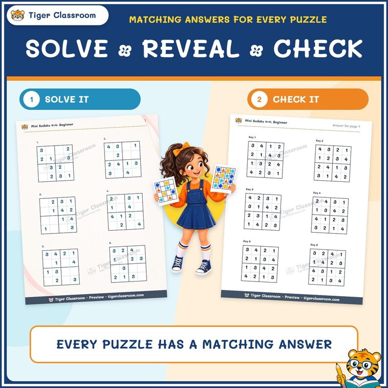 Mini Sudoku 4x4: 1,200 Printable Puzzles with Answers image 4
