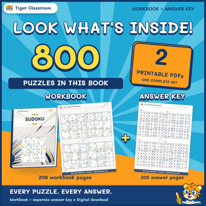 Arrow Sudoku 9x9: 800 Printable Puzzles with Answers image 2