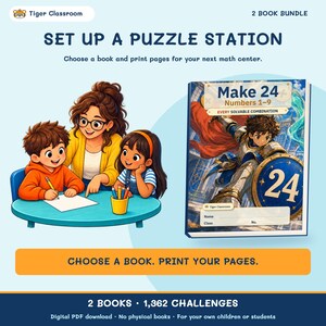 Make 24 Printable Math Puzzles: All Possible Solvable Sets, 1–13 Bundle image 7