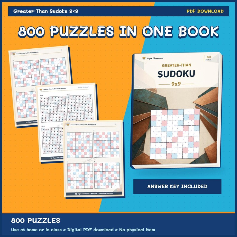 Greater-Than Sudoku 9x9: 800 Printable Puzzles with Answers image 9