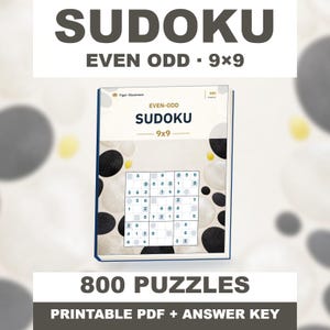 Even-Odd Sudoku 9x9: 800 Printable Puzzles with Answers imagen 1