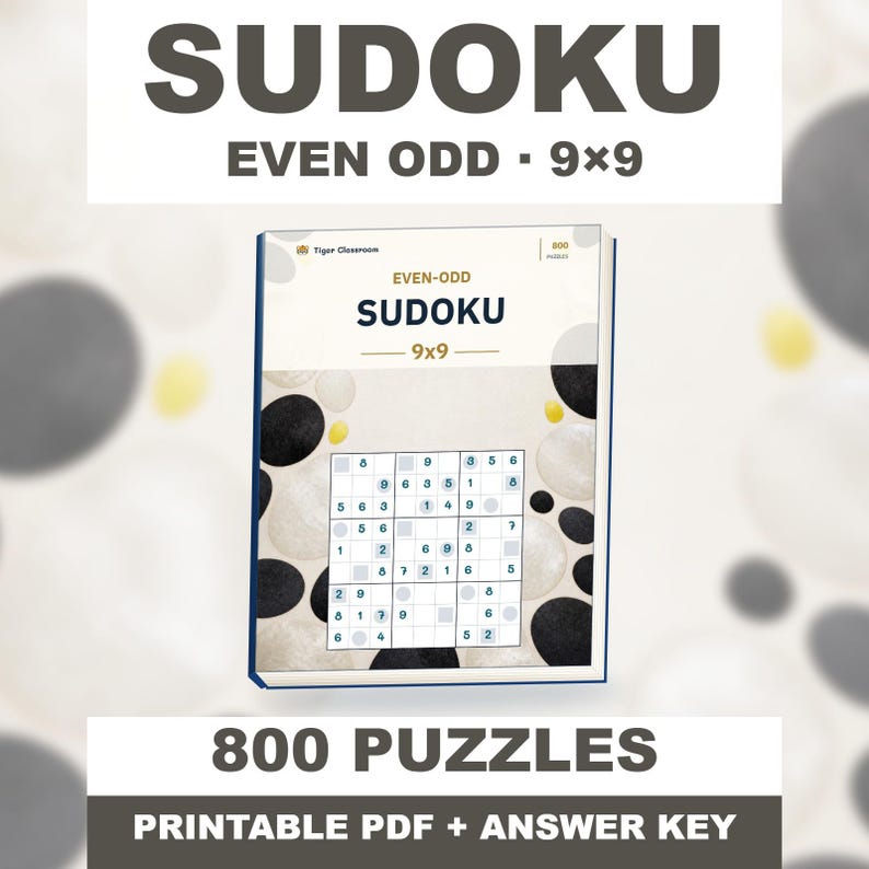 Even-Odd Sudoku 9x9: 800 Printable Puzzles with Answers imagen 1