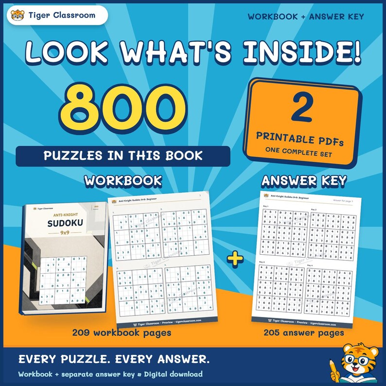 Anti-Knight Sudoku 9x9: 800 Printable Puzzles with Answers image 2