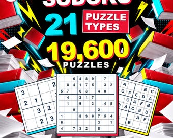 Sudoku Printable Puzzle Bundle: 21 Books, 19,600 Puzzles with Answers
