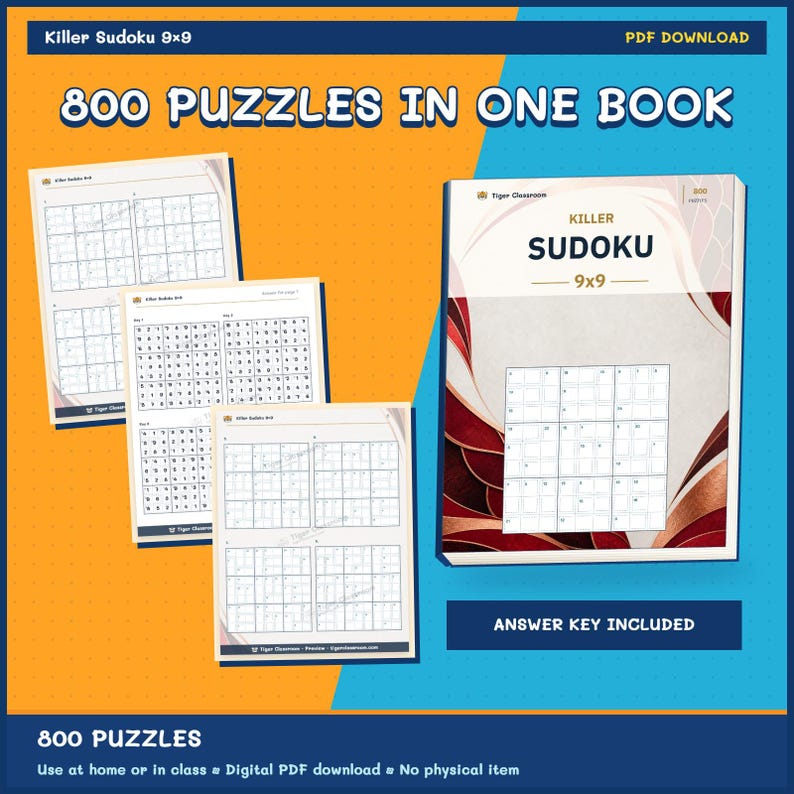 Killer Sudoku 9x9: 800 Printable Puzzles with Answers image 8