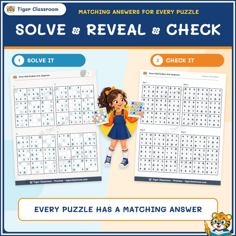 Even-Odd Sudoku 9x9: 800 Printable Puzzles with Answers imagen 4