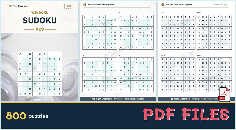 Windoku Sudoku 9x9: 800 Printable Puzzles with Answers 画像 12