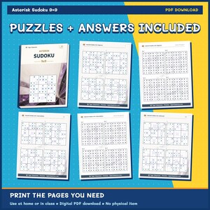 Asterisk Sudoku 9x9: 800 Printable Puzzles with Answers immagine 11