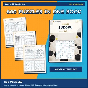 Even-Odd Sudoku 9x9: 800 Printable Puzzles with Answers imagen 9