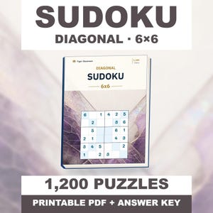 Diagonal Sudoku 6x6: 1,200 Printable Puzzles with Answers Bild 1