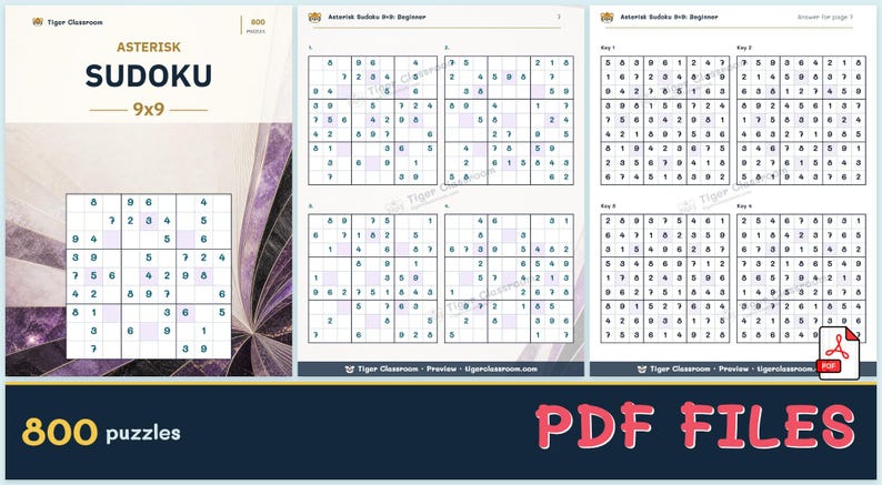 Asterisk Sudoku 9x9: 800 Printable Puzzles with Answers immagine 12