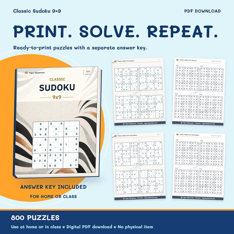 Classic Sudoku 9x9: 800 Printable Puzzles with Answers Bild 10