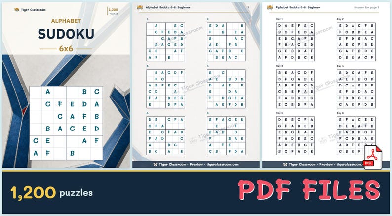 Alphabet Sudoku 6x6: 1,200 Printable Puzzles with Answers image 12