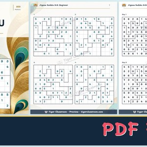 Jigsaw Sudoku 9x9: 800 Printable Puzzles with Answers image 12