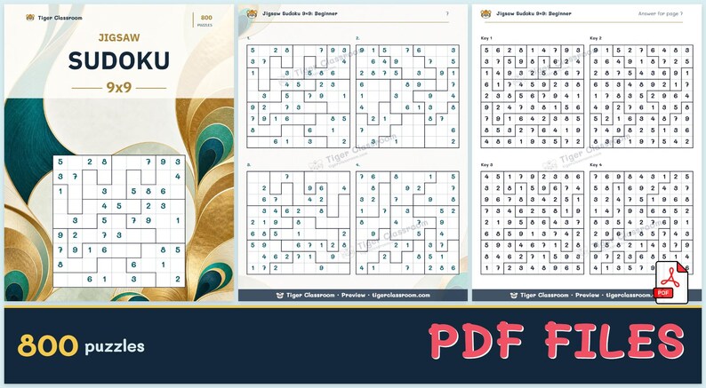 Jigsaw Sudoku 9x9: 800 Printable Puzzles with Answers image 12