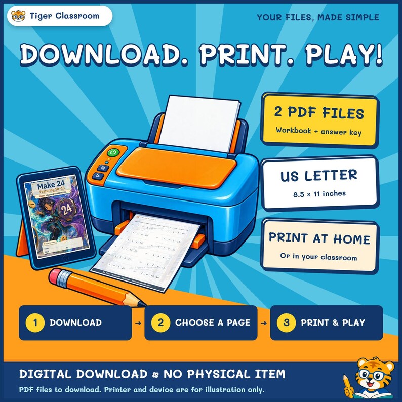 Make 24 Printable Math Puzzles: All Possible Solvable Sets Featuring 10–13 image 8