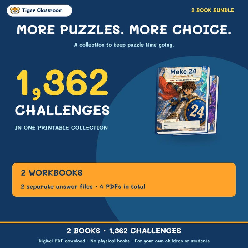 Make 24 Printable Math Puzzles: All Possible Solvable Sets, 1–13 Bundle image 5