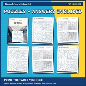 Diagonal Jigsaw Sudoku 9x9: 800 Printable Puzzles with Answers zdjęcie 11