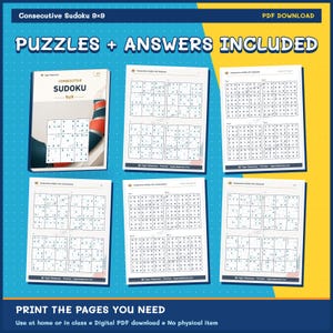 Consecutive Sudoku 9x9: 800 Printable Puzzles with Answers image 11