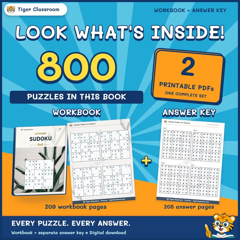 Alphabet Sudoku 9x9: 800 Printable Puzzles with Answers imagem 2