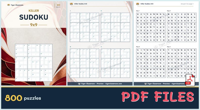 Killer Sudoku 9x9: 800 Printable Puzzles with Answers image 11