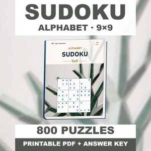 Alphabet Sudoku 9x9: 800 Printable Puzzles with Answers imagem 1