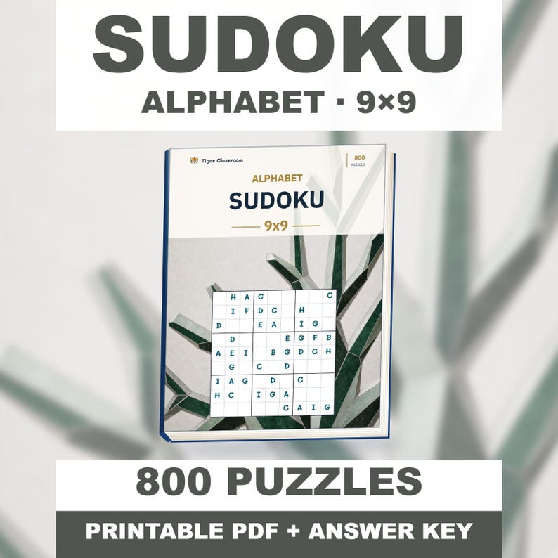 Alphabet Sudoku 9x9: 800 Printable Puzzles with Answers imagem 1