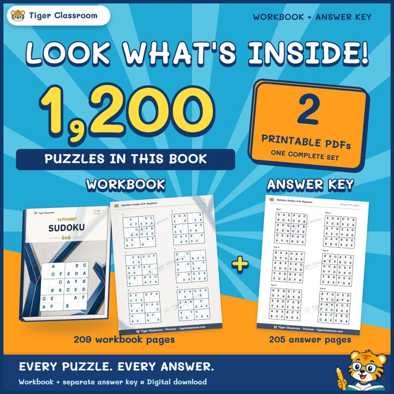 Alphabet Sudoku 6x6: 1,200 Printable Puzzles with Answers image 2