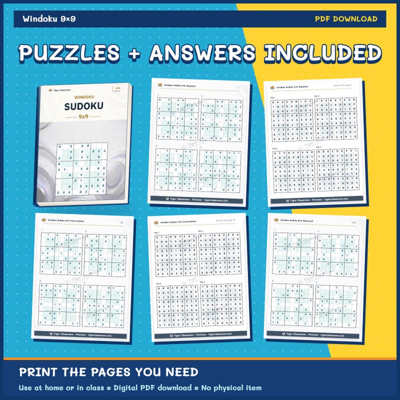 Windoku Sudoku 9x9: 800 Printable Puzzles with Answers 画像 11