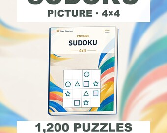 Picture Sudoku 4x4: 1,200 Printable Puzzles with Answers