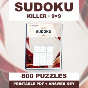 Killer Sudoku 9x9: 800 Printable Puzzles with Answers image 1