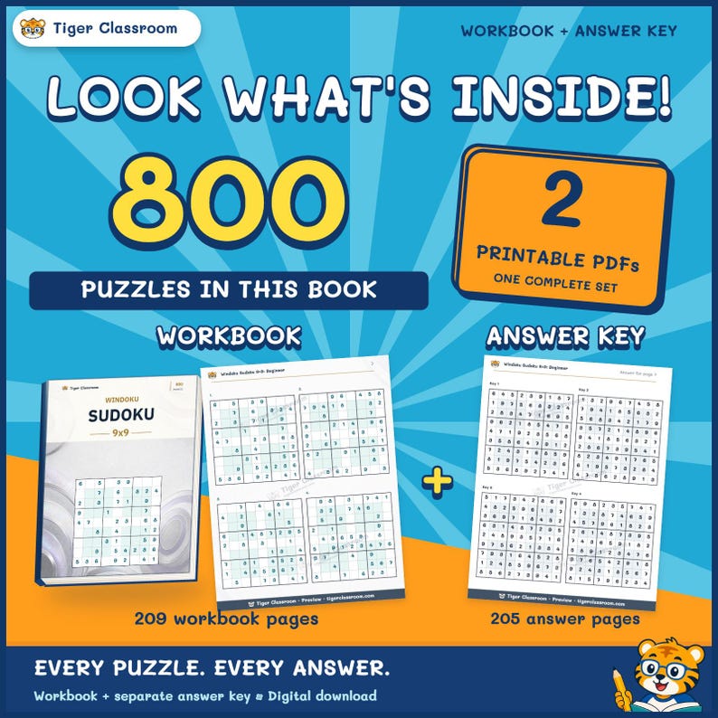 Windoku Sudoku 9x9: 800 Printable Puzzles with Answers 画像 2