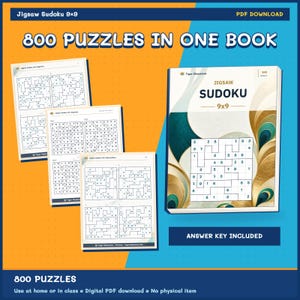 Jigsaw Sudoku 9x9: 800 Printable Puzzles with Answers image 9