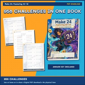Make 24 Printable Math Puzzles: All Possible Solvable Sets Featuring 10–13 image 9