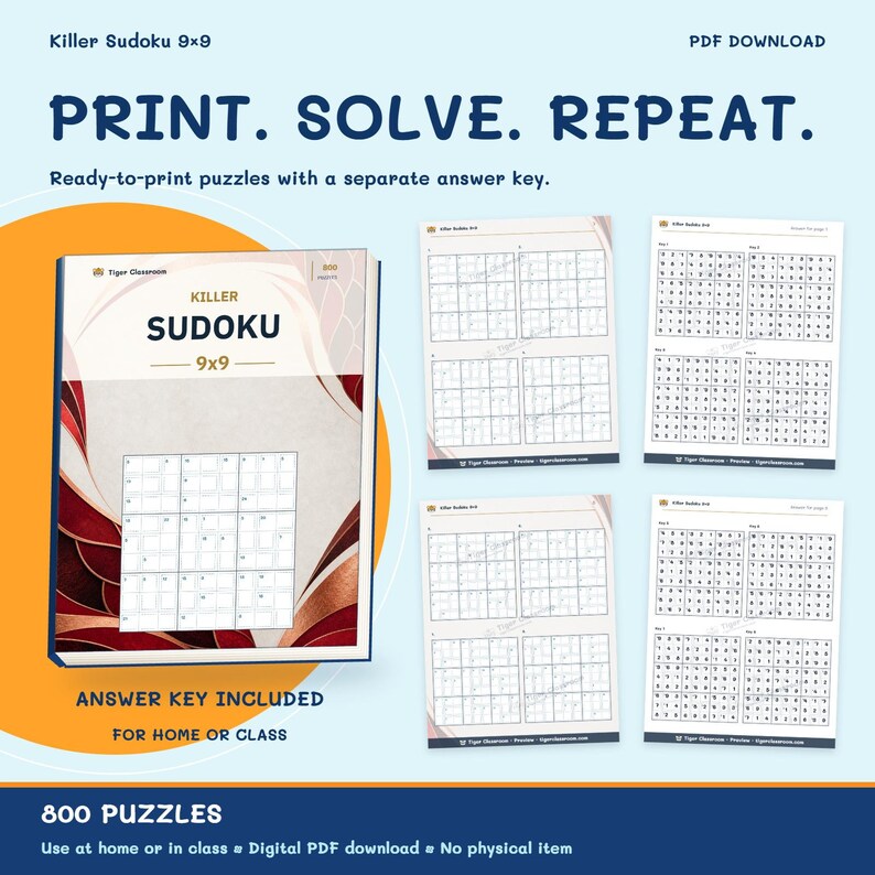 Killer Sudoku 9x9: 800 Printable Puzzles with Answers image 9