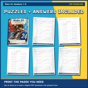 Make 24 Printable Math Puzzles: All Possible Solvable Sets, Numbers 1–9 image 11