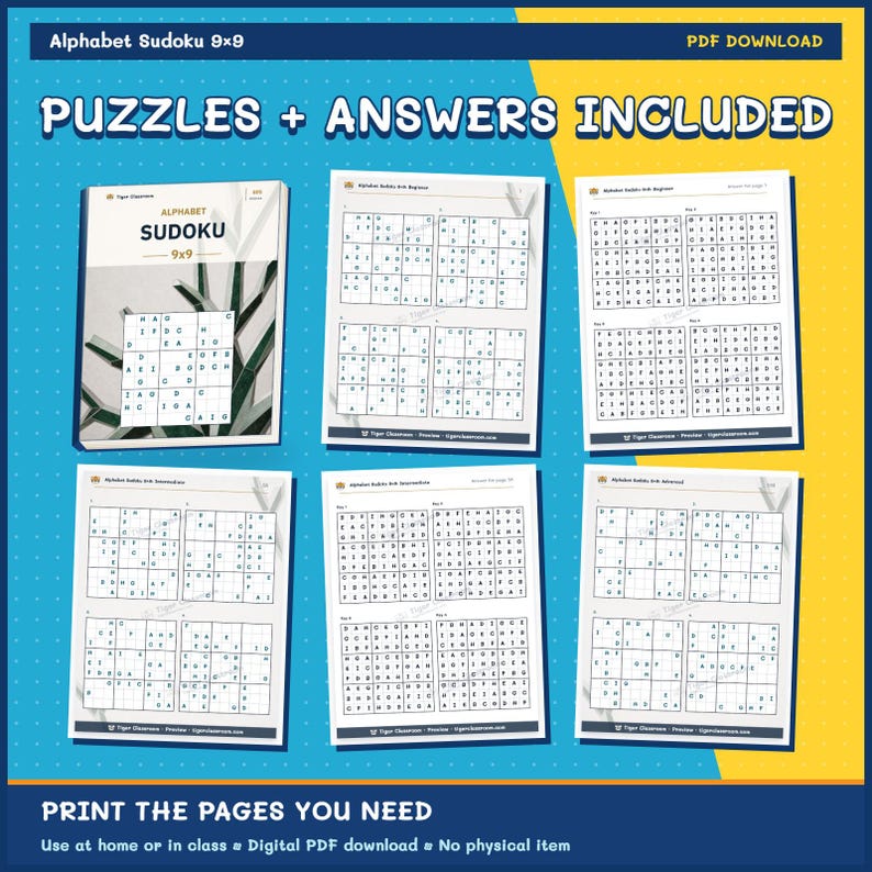Alphabet Sudoku 9x9: 800 Printable Puzzles with Answers imagem 11