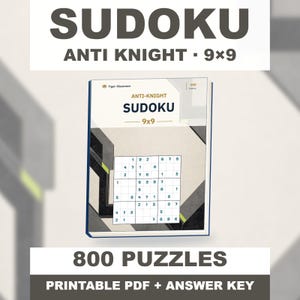 Anti-Knight Sudoku 9x9: 800 Printable Puzzles with Answers image 1