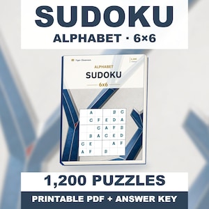 Alphabet Sudoku 6x6: 1,200 Printable Puzzles with Answers image 1