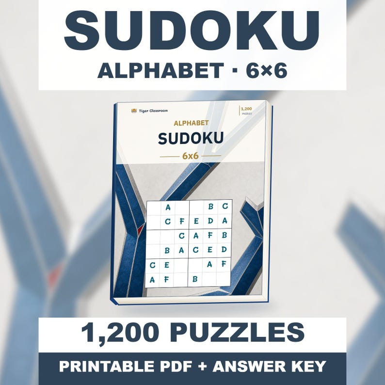 Alphabet Sudoku 6x6: 1,200 Printable Puzzles with Answers image 1