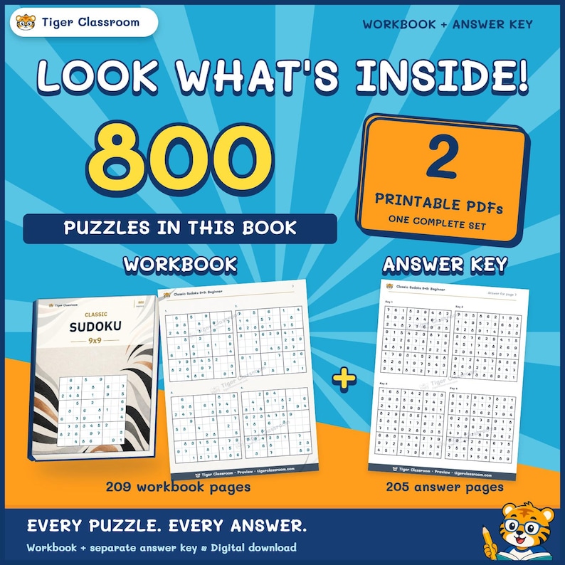 Classic Sudoku 9x9: 800 Printable Puzzles with Answers Bild 2