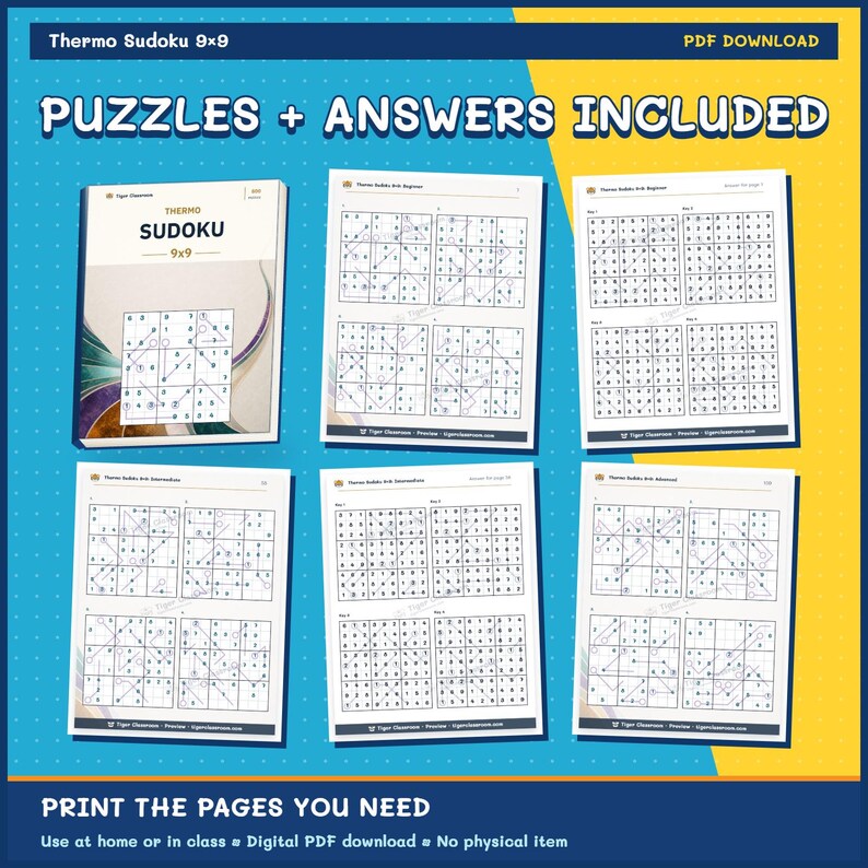 Thermo Sudoku 9x9: 800 Printable Puzzles with Answers image 11