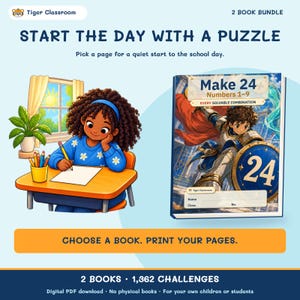 Make 24 Printable Math Puzzles: All Possible Solvable Sets, 1–13 Bundle image 9