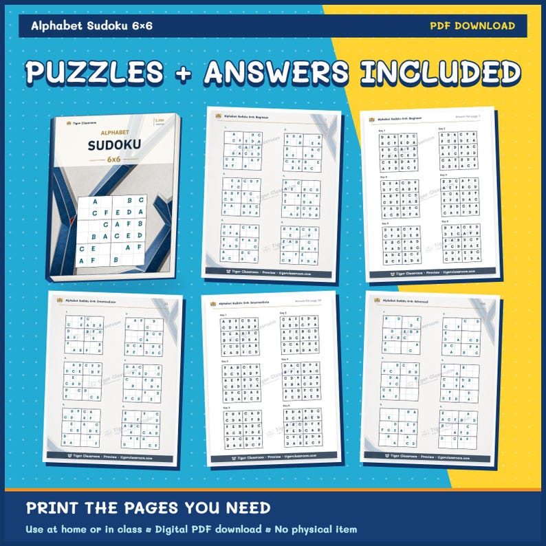 Alphabet Sudoku 6x6: 1,200 Printable Puzzles with Answers image 11