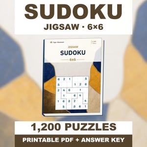 Jigsaw Sudoku 6x6: 1,200 Printable Puzzles with Answers image 1