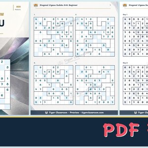 Diagonal Jigsaw Sudoku 9x9: 800 Printable Puzzles with Answers zdjęcie 12